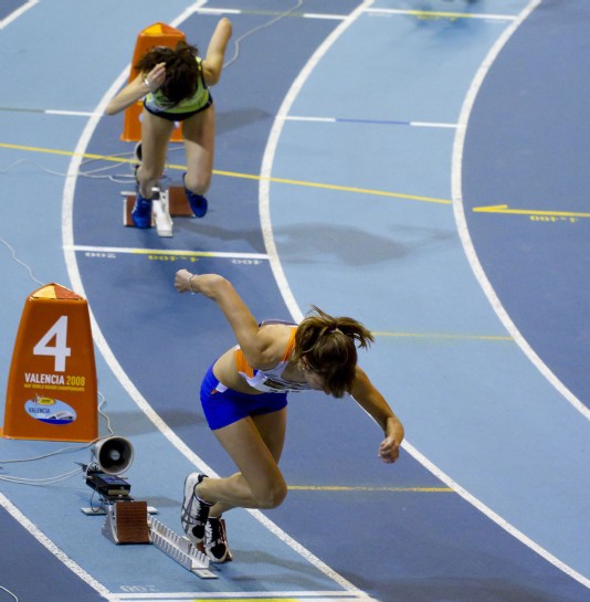 Sprinters out of their blocks