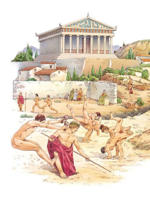 Greek athletes practising