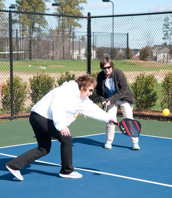 A pickleball game in progress