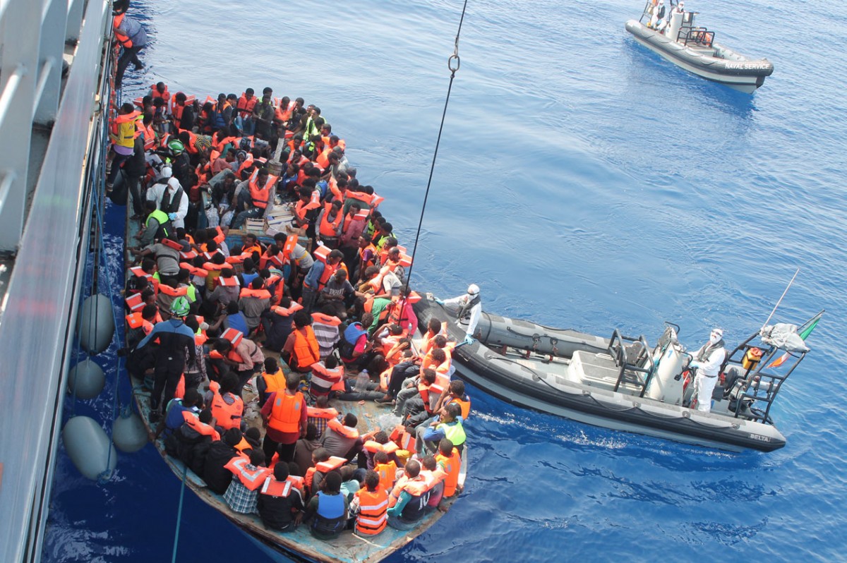 African migrants being rescued