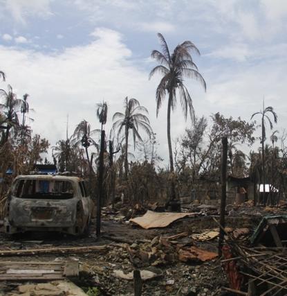 Burnt Rohingya village, northern Rakhine, 2017