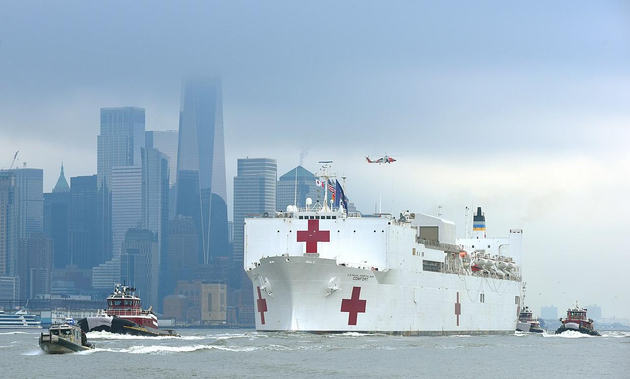 Hospital ship in New York during the Covid-19 pandemic, March 2020