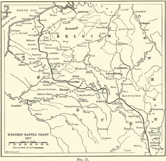 A map of the Western Front in 1917