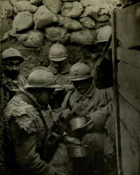 French soldiers in a trench during World War I