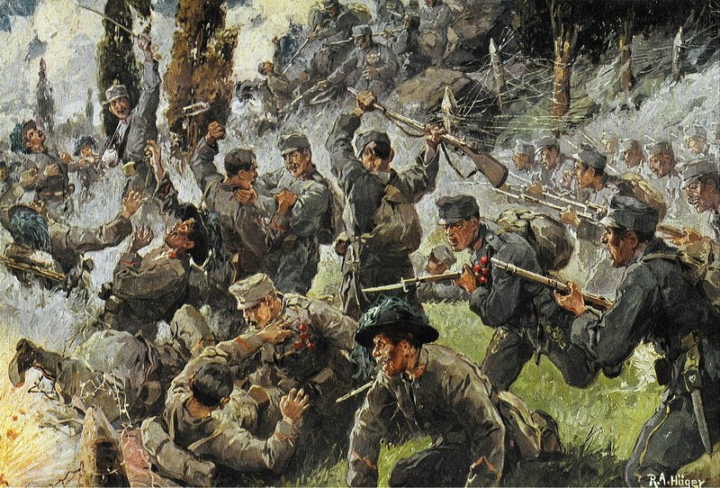 Hand-to-hand fighting between Italian and Austrian soldiers