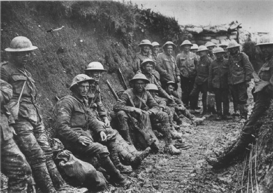 British troops in their trench, 1916