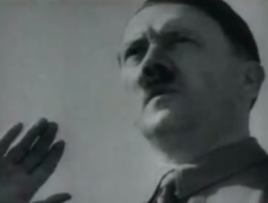 Hitler speaks at a rally, September 1939.