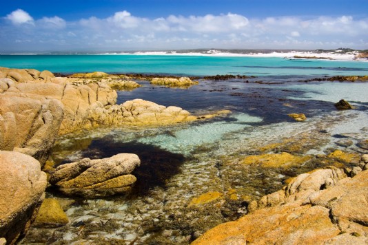 Rock pools on the Tasmanian seashore
