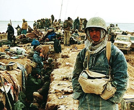 Iranian troops in trenches during the Iran-Iraq War