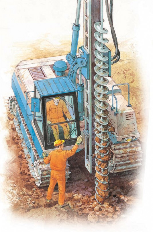 The ground drill, or auger, an engine-driven screw