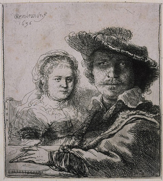 The artist with his wife, Saskia, 1636