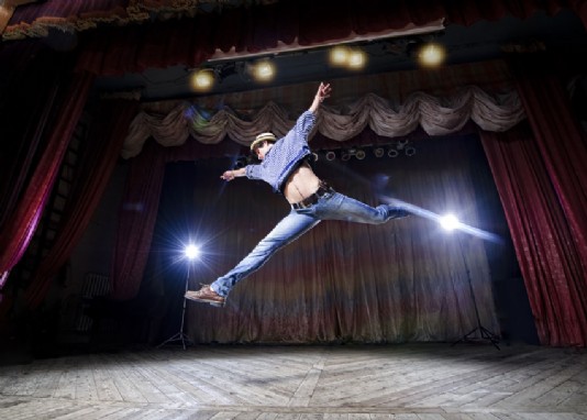 A dancer performs a modern ballet routine