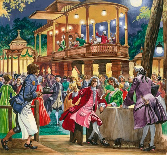 Musicians play in Vauxhall Pleasure Gardens, London