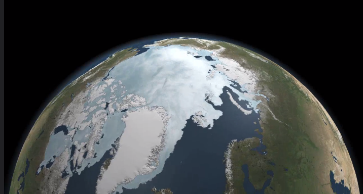 Ice in the Arctic Ocean thawing in summer