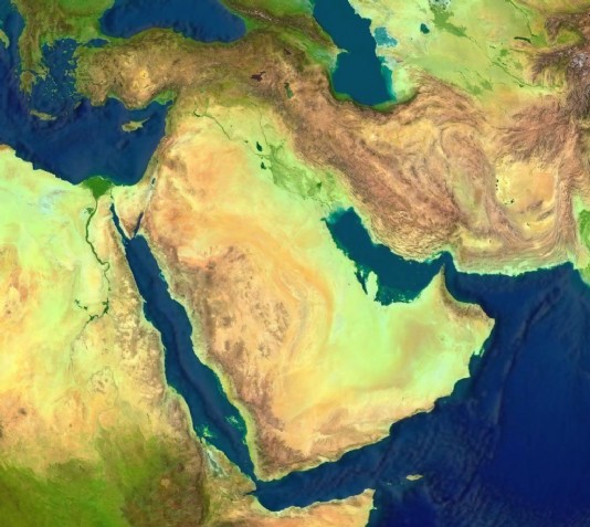 Satellite image of the Middle East