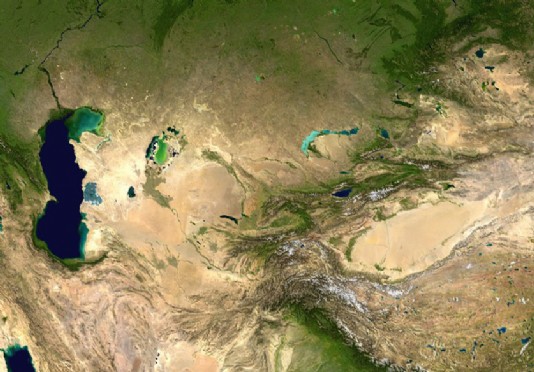 Satellite image of Central Asia