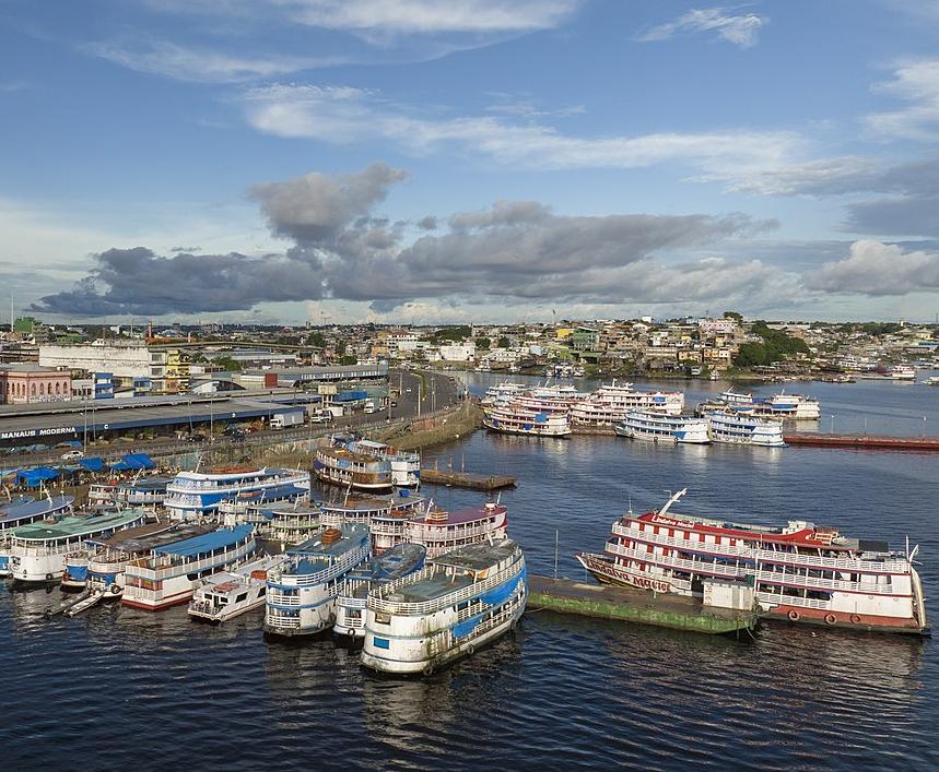 River boats moored at the port of Manaus