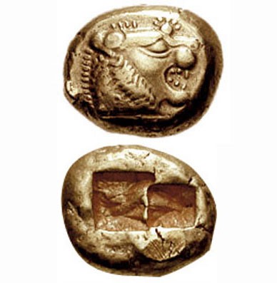 A gold coin from Lydia, c.640 BC