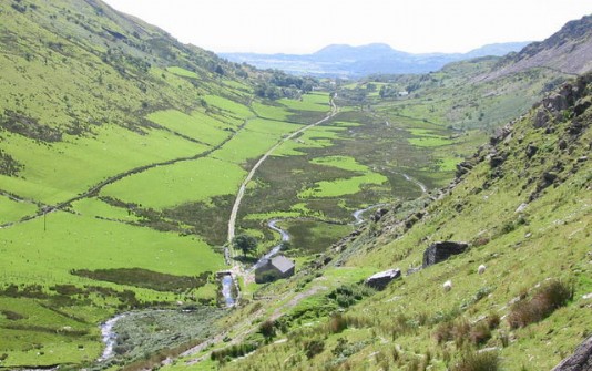 A U-shaped valley formed by glaciation