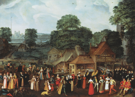 A painting of a wedding feast