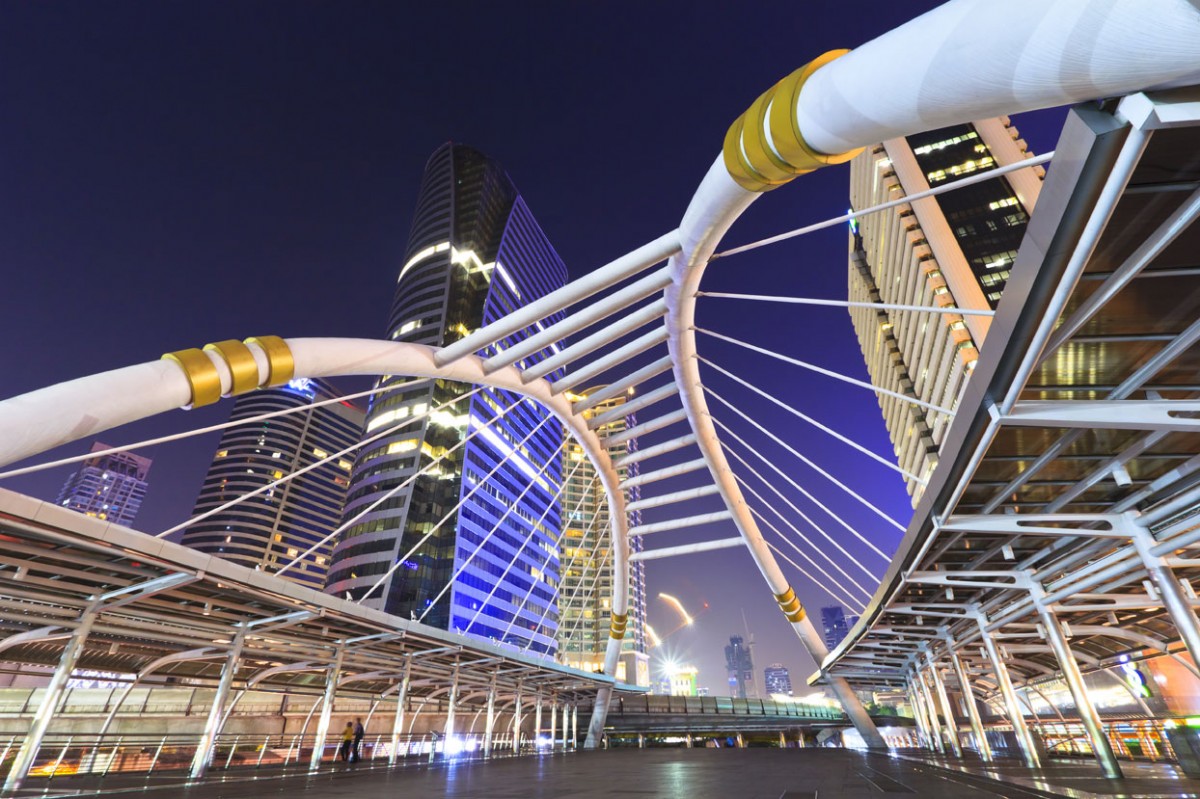 The Sky Walk bridge in central Bangkok