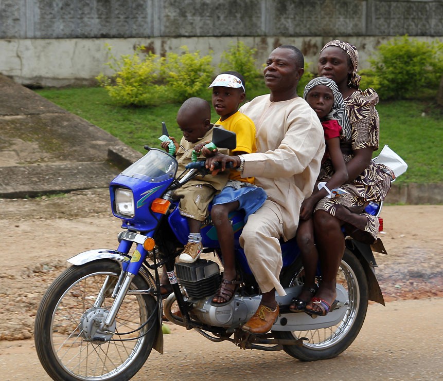 A family on a motorbike, Akure