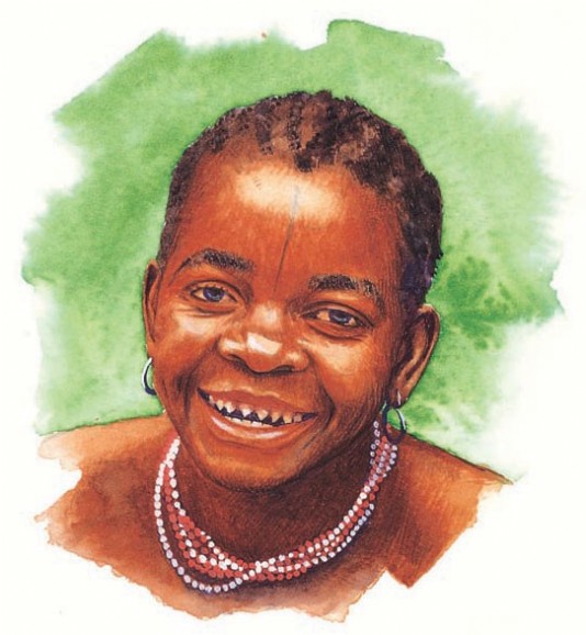 An Efé girl, with her teeth filed to a point