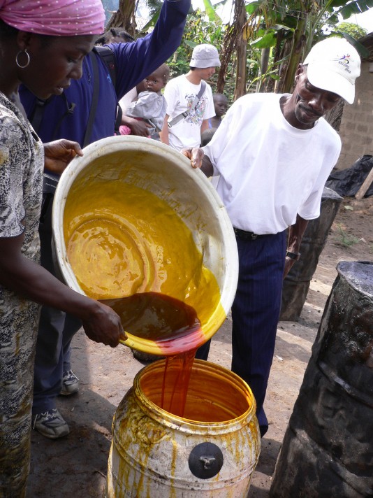Palm oil production in the village of Jukwa
