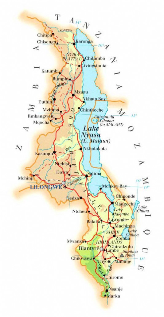 A map of Malawi