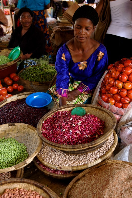 Women selling their produce in a market in Lilongwe
