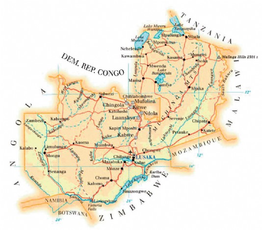A map of Zambia