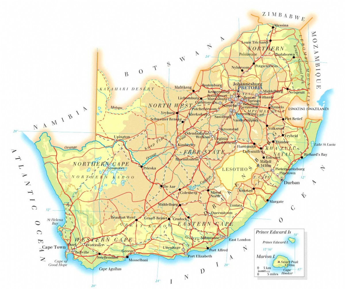 A map of South Africa