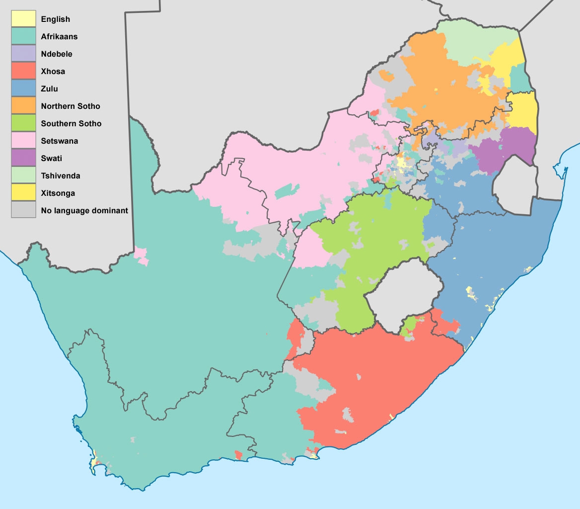 Languages map of South Africa