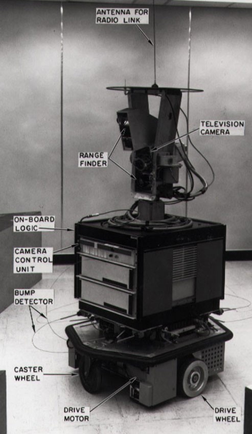 Shakey was the first artificially intelligent robot.