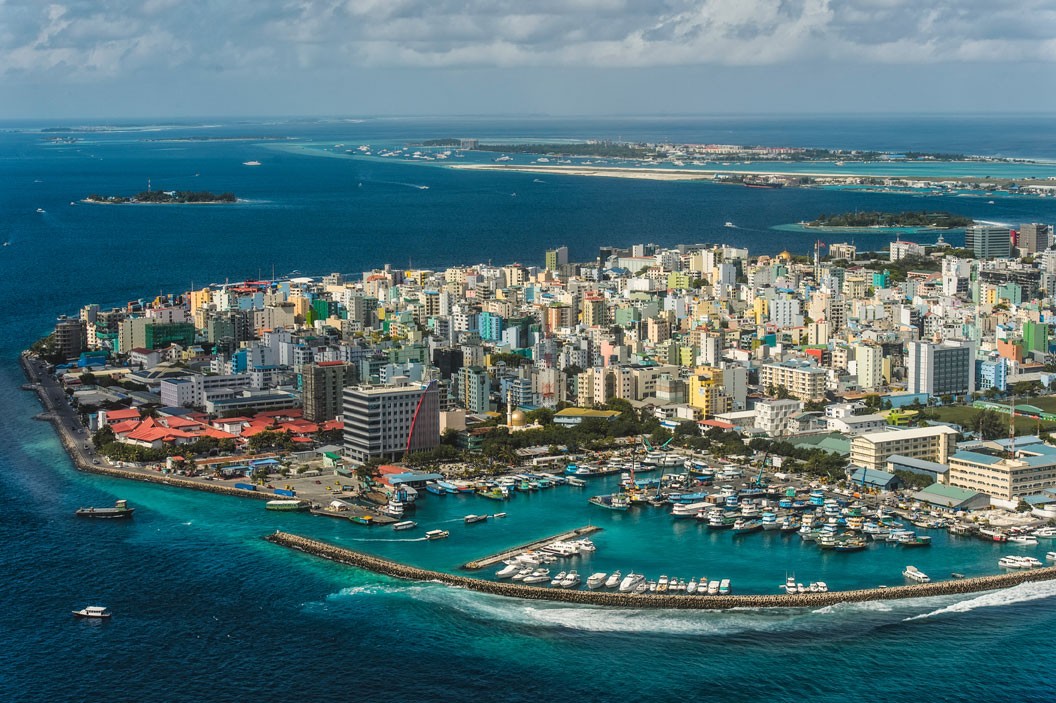 An aerial view of Malé