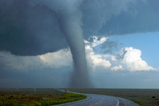 A tornado travelling across the American Midwest
