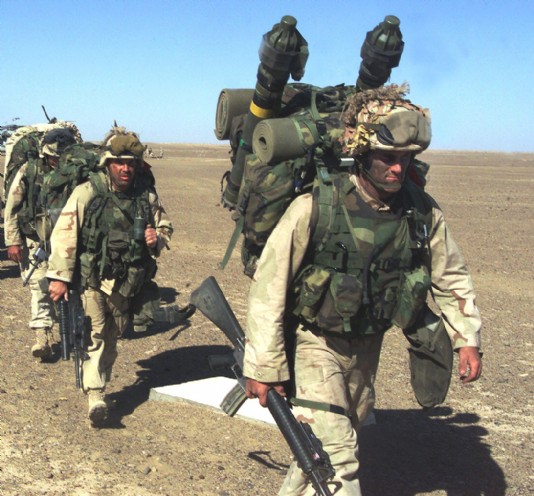 US marines wearing bullet-proof vests