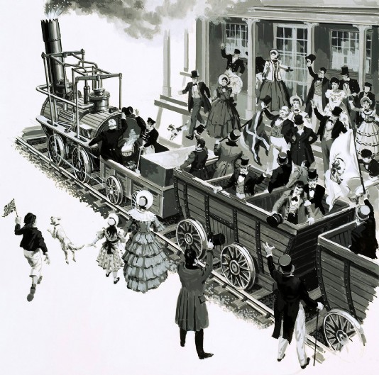 Stephenson's Locomotion arrives in Darlington