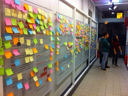 Post-it notes in a Hong Kong police station