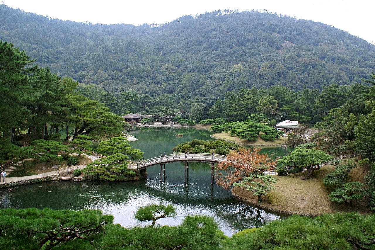 Ritsurin Garden, a large strolling garden in Takamatsu, on the island of Shikoku