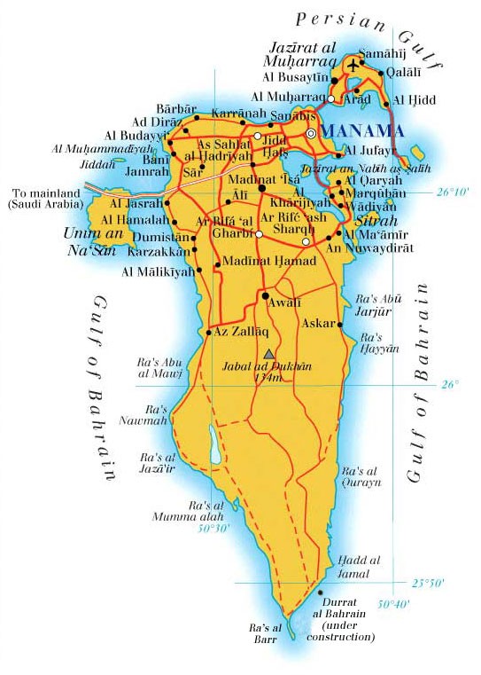 A map of Bahrain