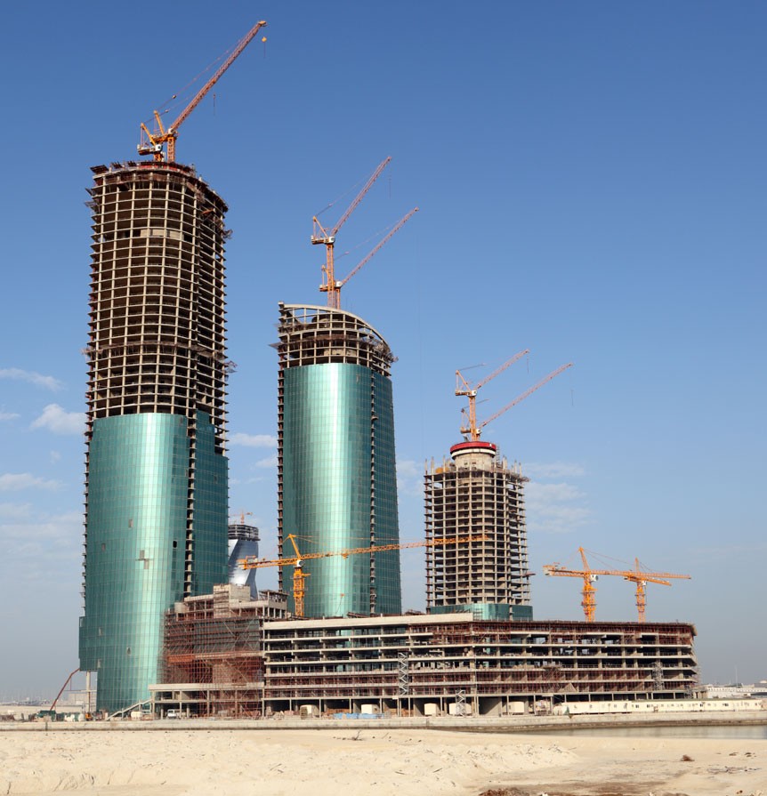 Skyscraper construction at the Financial Harbour