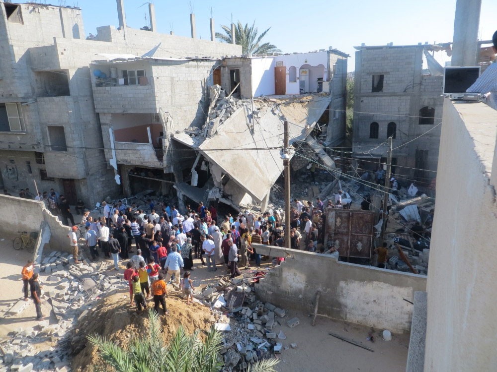 A house blasted by a bomb in Gaza