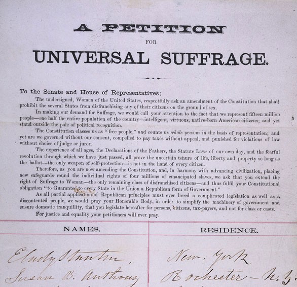 A petition demanding women be allowed to vote