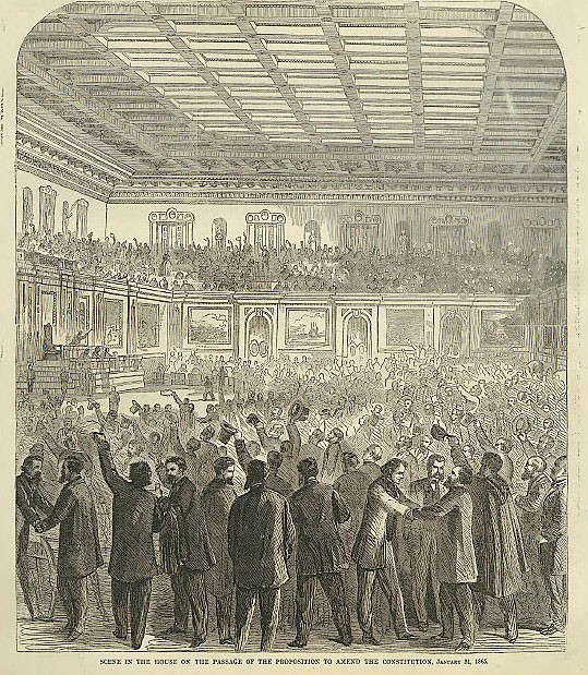 Celebrations as the Thirteenth Amendment is passed