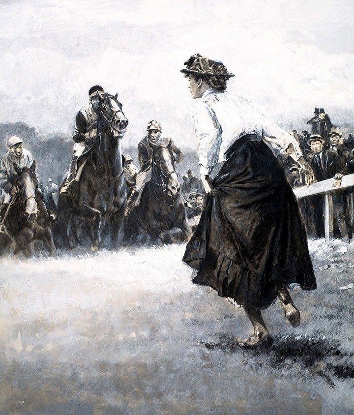 Emily runs out in front of the King's horse.