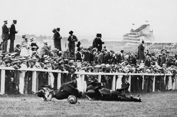Emily and the horse fallen to the ground