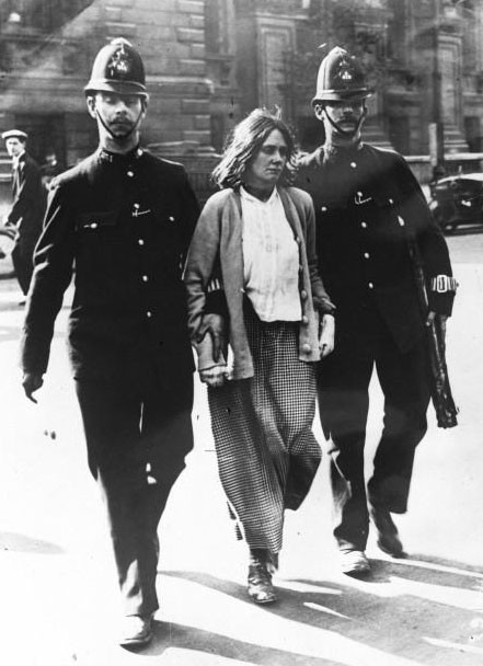 A suffragette arrested in London, 1914