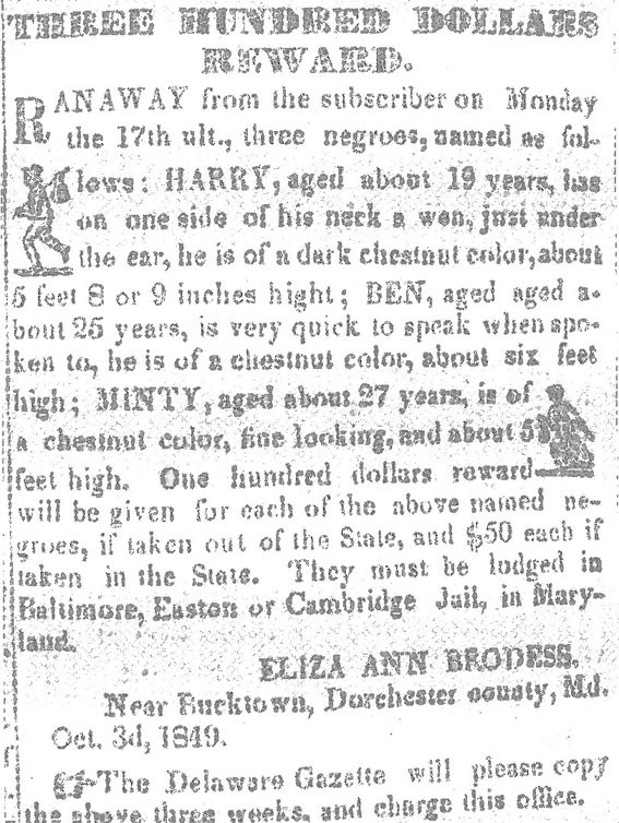 Reward Notice for Harriet Tubman