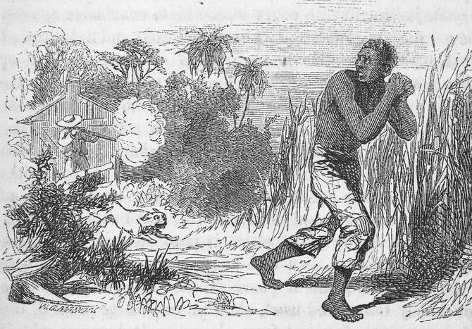 Slave-owner shooting at a runway slave